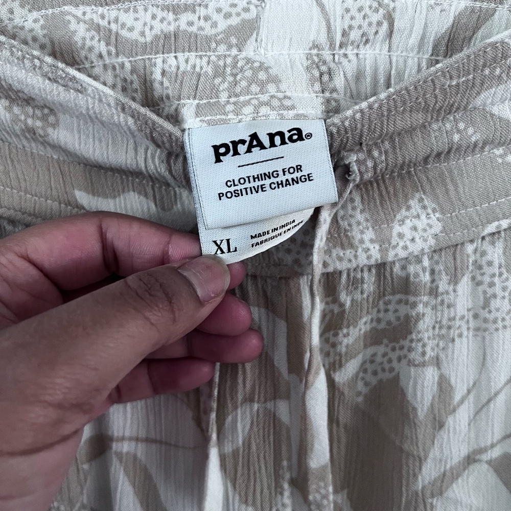 Prana Tropical Print Drawstring Waist Stretchy Flowy Wide-Leg Pull On Pant |XL| - Picture 9 of 10